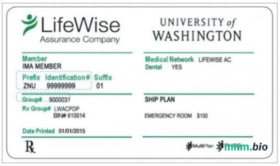USA University of Washington LifeWise company karta ubezpieczenia zdrowotnego edytowalny szablon